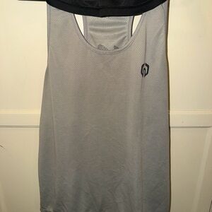 Four Men's Light Gray Mesh Athletic Tank Top with Subtle Emblem